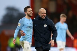 Pep Guardiola e Bernardo Silva