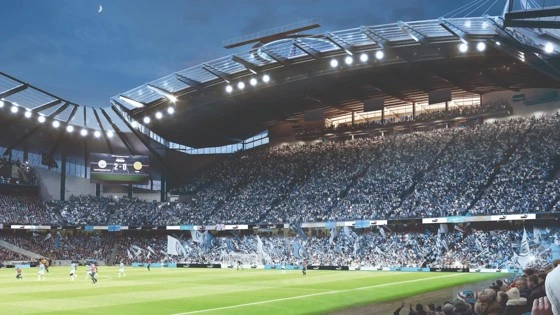 O Manchester City divulgou uma proposta do projeto de reforma do Etihad Stadium. O estádio terá uma nova capacidade de 60 mil torcedores.