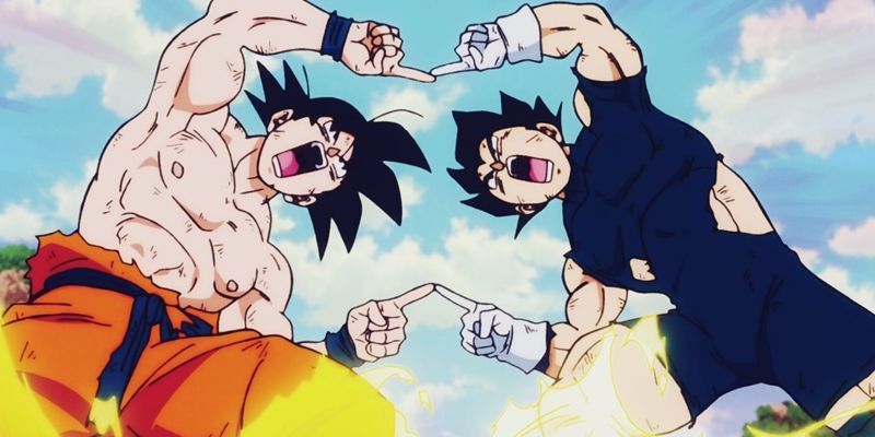 Goku e Vegeta fazem a fusão com os brincos potara - Dragon Ball Z