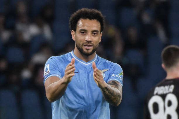 ROME, ITALY - APRIL 12:  Felipe Anderson of SS Lazio celebrates after scoring a goal to make it 3-1 during the Serie A TIM match between SS Lazio and US Salernitana at Stadio Olimpico on April 12, 2024 in Rome, Italy. (Photo by Ivan Romano/Getty Images) (Photo by Ivan Romano/Getty Images)